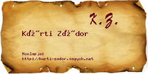 Kürti Zádor névjegykártya